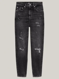 Jeansy*Tommy Hilfiger Jeansy O Kroju Mom Z Bardzo Wysokim Stanem DENIM BLACK