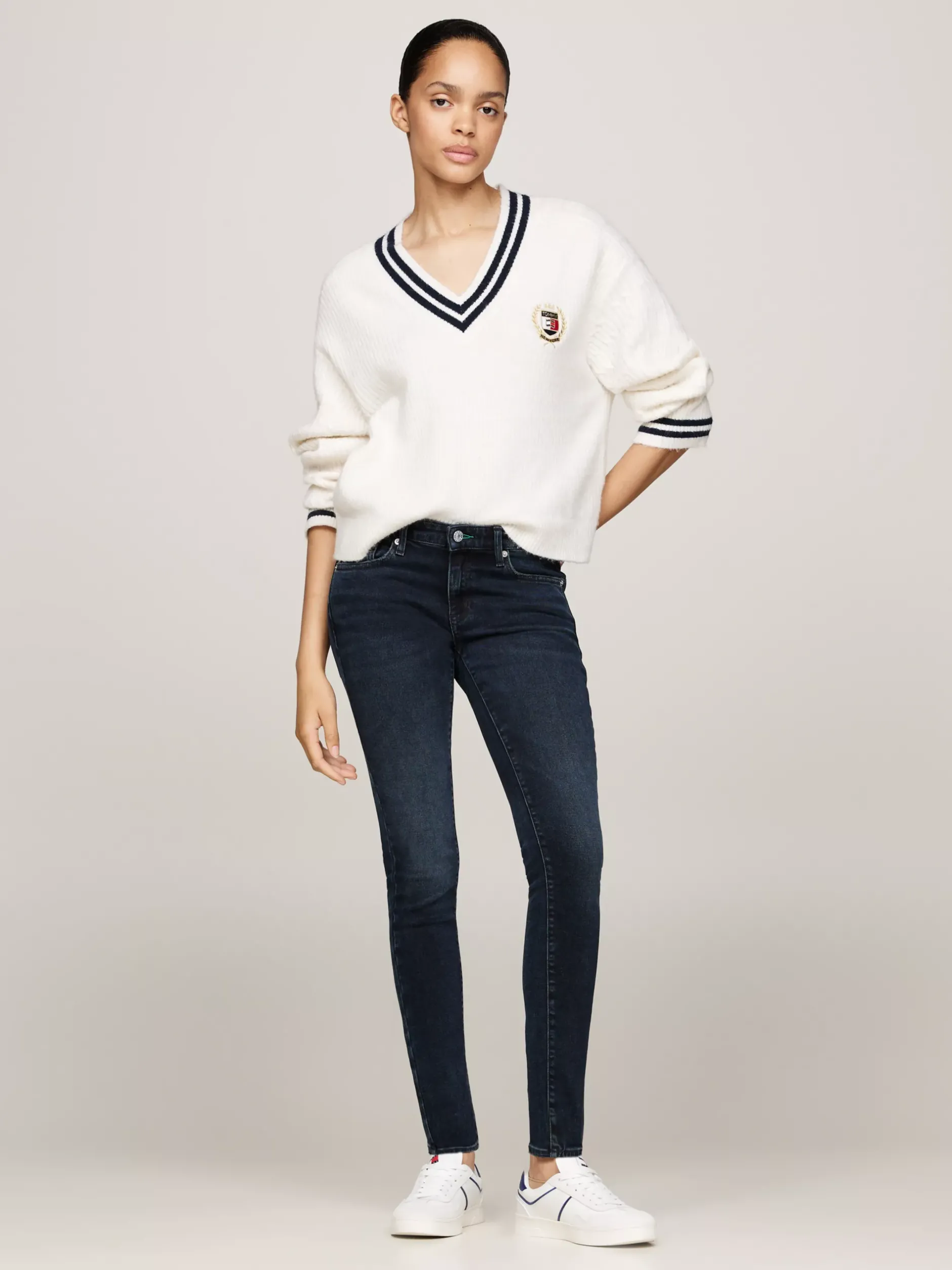 Jeansy*Tommy Hilfiger Jeansy Sophie O Obcisłym Kroju Z Niskim Stanem DENIM DARK