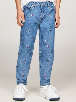 Jeansy*Tommy Hilfiger Jeansy W Haftowany Wzór Z Motywem Flagi CRITTER