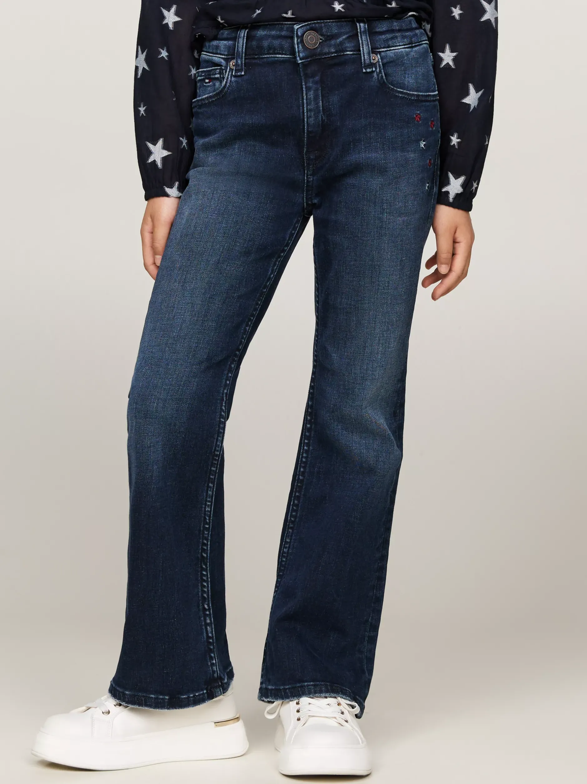 Jeansy*Tommy Hilfiger Jeansy Z Rozszerzanymi Nogawkami I Gwiazdkami BLUE / BLACK
