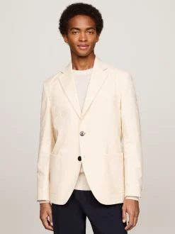 Garnitury I Kostiumy|Marynarki*Tommy Hilfiger Jednorzędowa Marynarka Na Co Dzień CLASSIC BEIGE