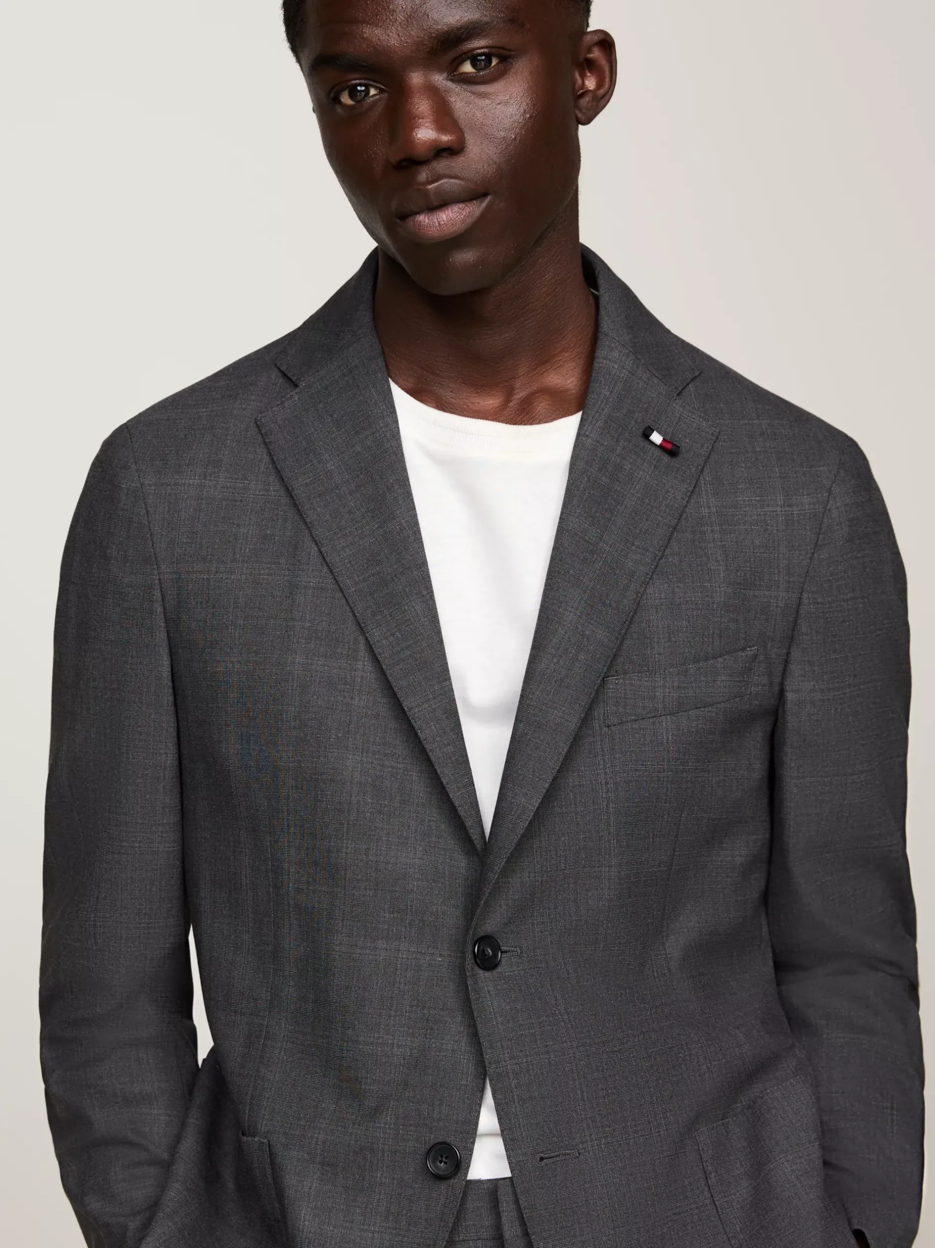 Garnitury I Kostiumy|Marynarki*Tommy Hilfiger Jednorzędowa Marynarka W Kratę GREY