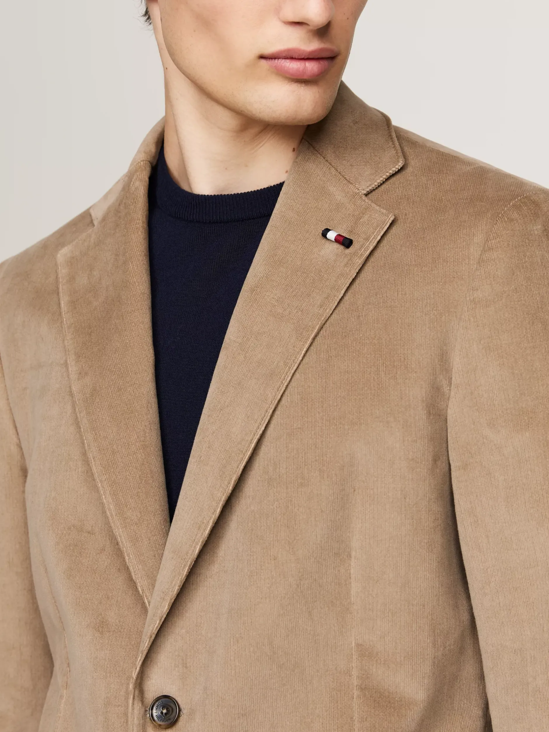 Garnitury I Kostiumy|Marynarki*Tommy Hilfiger Jednorzędowa Marynarka Ze Sztruksu BEIGE
