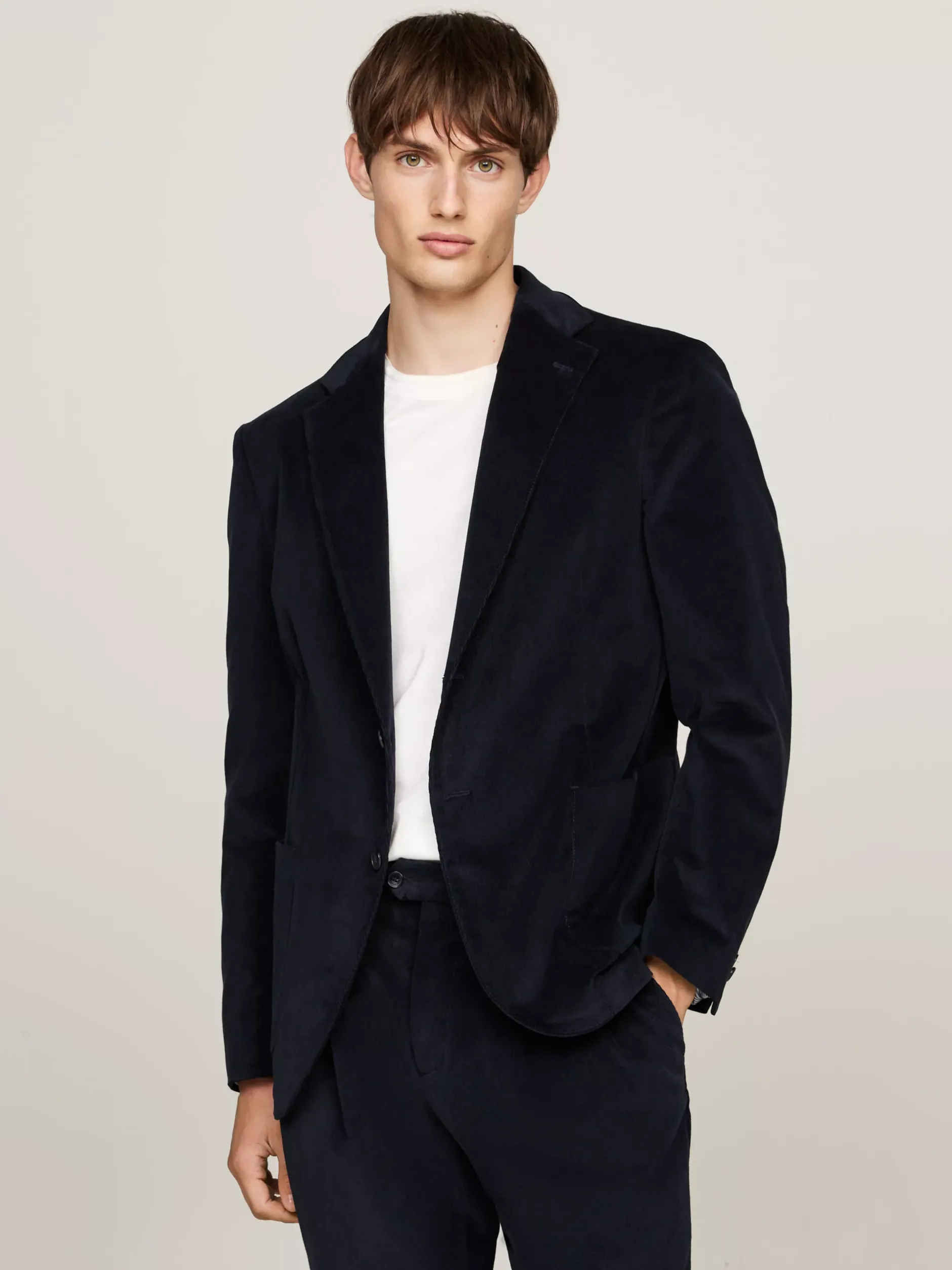 Garnitury I Kostiumy|Marynarki*Tommy Hilfiger Jednorzędowa Marynarka Ze Sztruksu BLUE