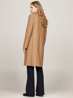 Kurtki & Płaszcze|Wełniane Płaszcze*Tommy Hilfiger Jednorzędowy Płaszcz Z Dodatkiem Kaszmiru LIGHT SEPIA BROWN