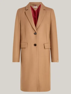 Kurtki & Płaszcze|Wełniane Płaszcze*Tommy Hilfiger Jednorzędowy Płaszcz Z Dodatkiem Kaszmiru LIGHT SEPIA BROWN