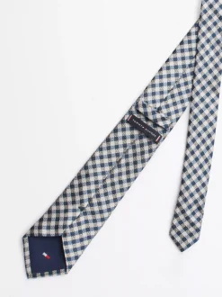 Krawaty & Poszetki*Tommy Hilfiger Jedwabny Krawat W Kratę Vichy DEEP INDIGO / OFF WHITE