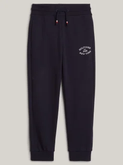 Spodnie I Szorty*Tommy Hilfiger Joggersy Z Flokowanym Logo Hilfiger DESERT SKY