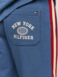Spodnie I Szorty*Tommy Hilfiger Joggery Hilfiger Monotype Z Paskami Po Bokach AEGEAN SEA