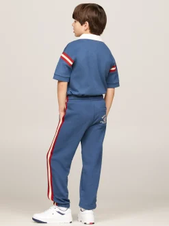 Spodnie I Szorty*Tommy Hilfiger Joggery Hilfiger Monotype Z Paskami Po Bokach AEGEAN SEA