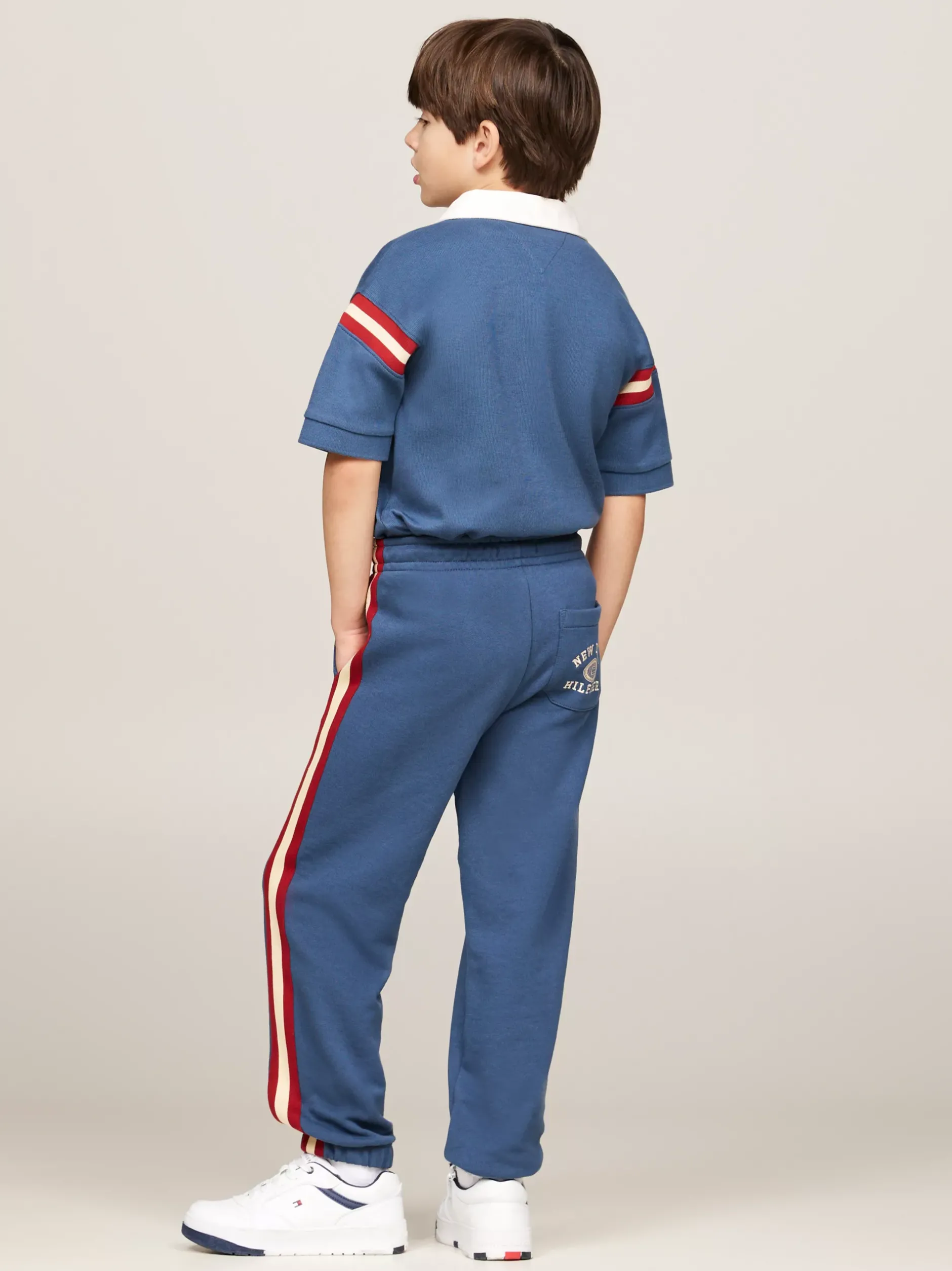Spodnie I Szorty*Tommy Hilfiger Joggery Hilfiger Monotype Z Paskami Po Bokach AEGEAN SEA