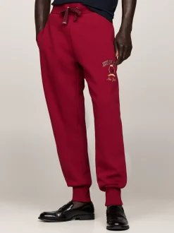 Spodnie*Tommy Hilfiger Joggery Z Haftowanym Emblematem ROUGE