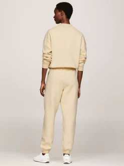 Spodnie*Tommy Hilfiger Joggery Z Mankietami U Dołu I Wyszywanym Logo COUNTRY IVORY