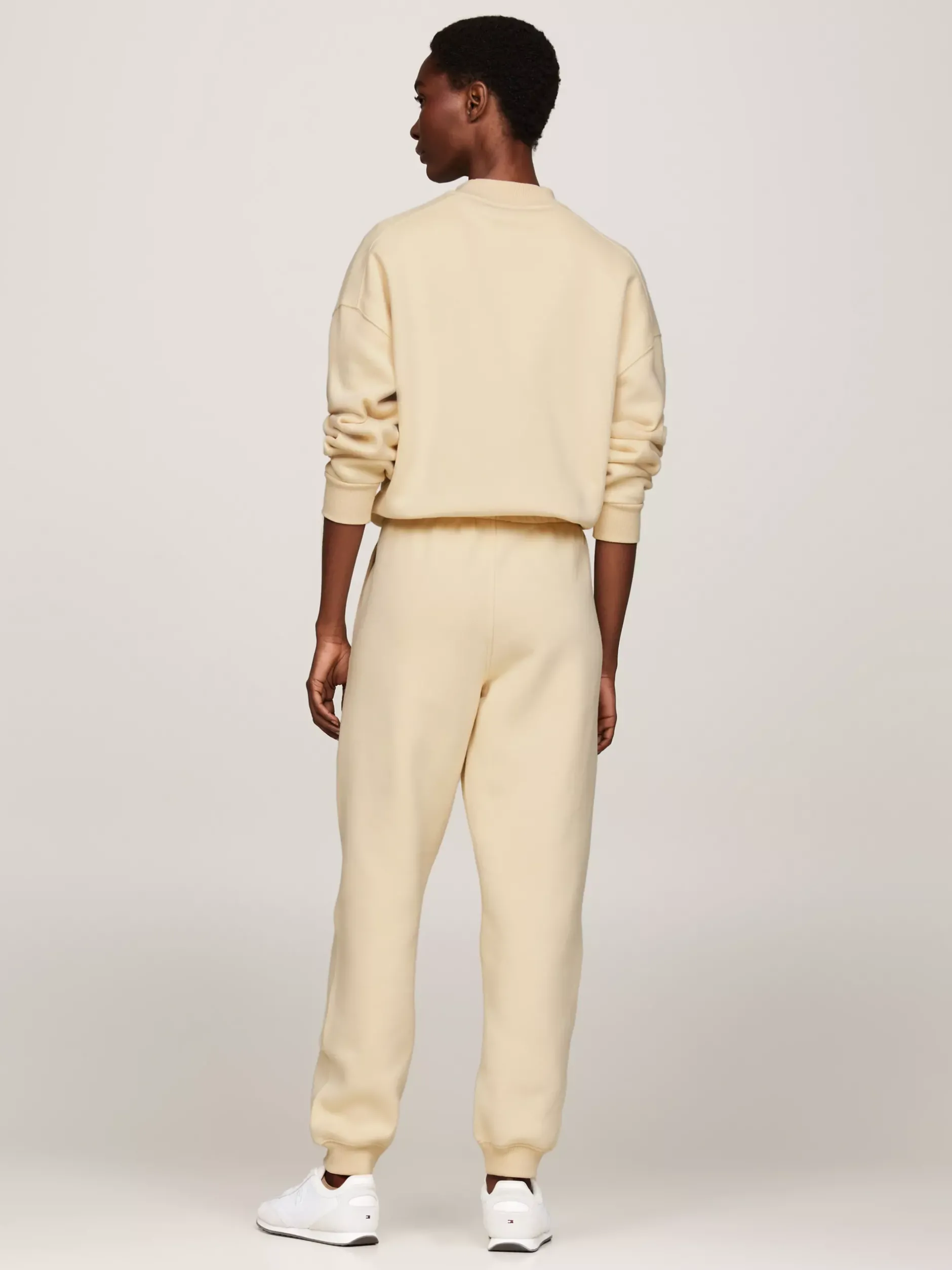 Spodnie*Tommy Hilfiger Joggery Z Mankietami U Dołu I Wyszywanym Logo COUNTRY IVORY