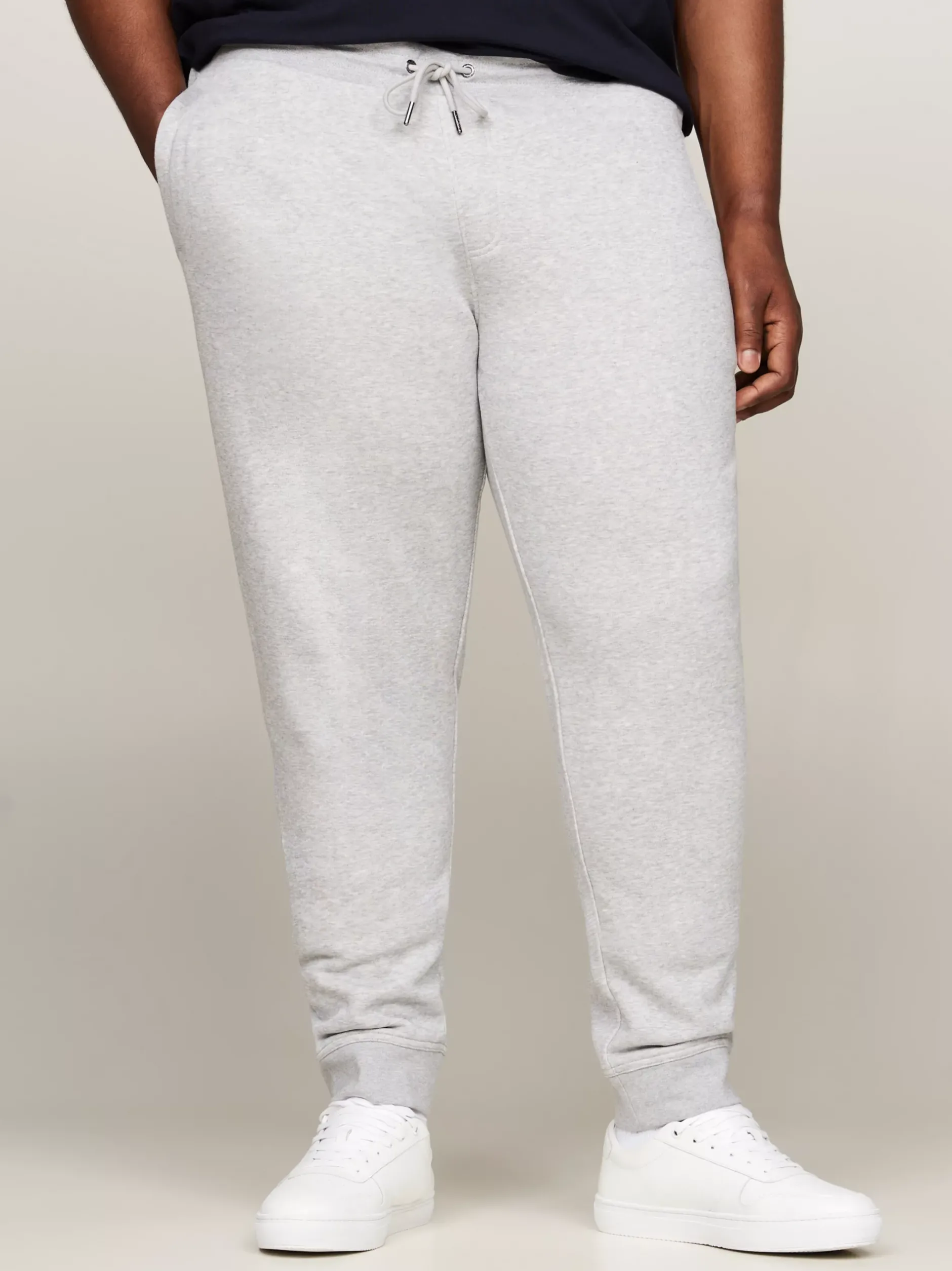 Spodnie*Tommy Hilfiger Joggery Z Mankietami Z Kolekcji Plus LIGHT GREY HEATHER