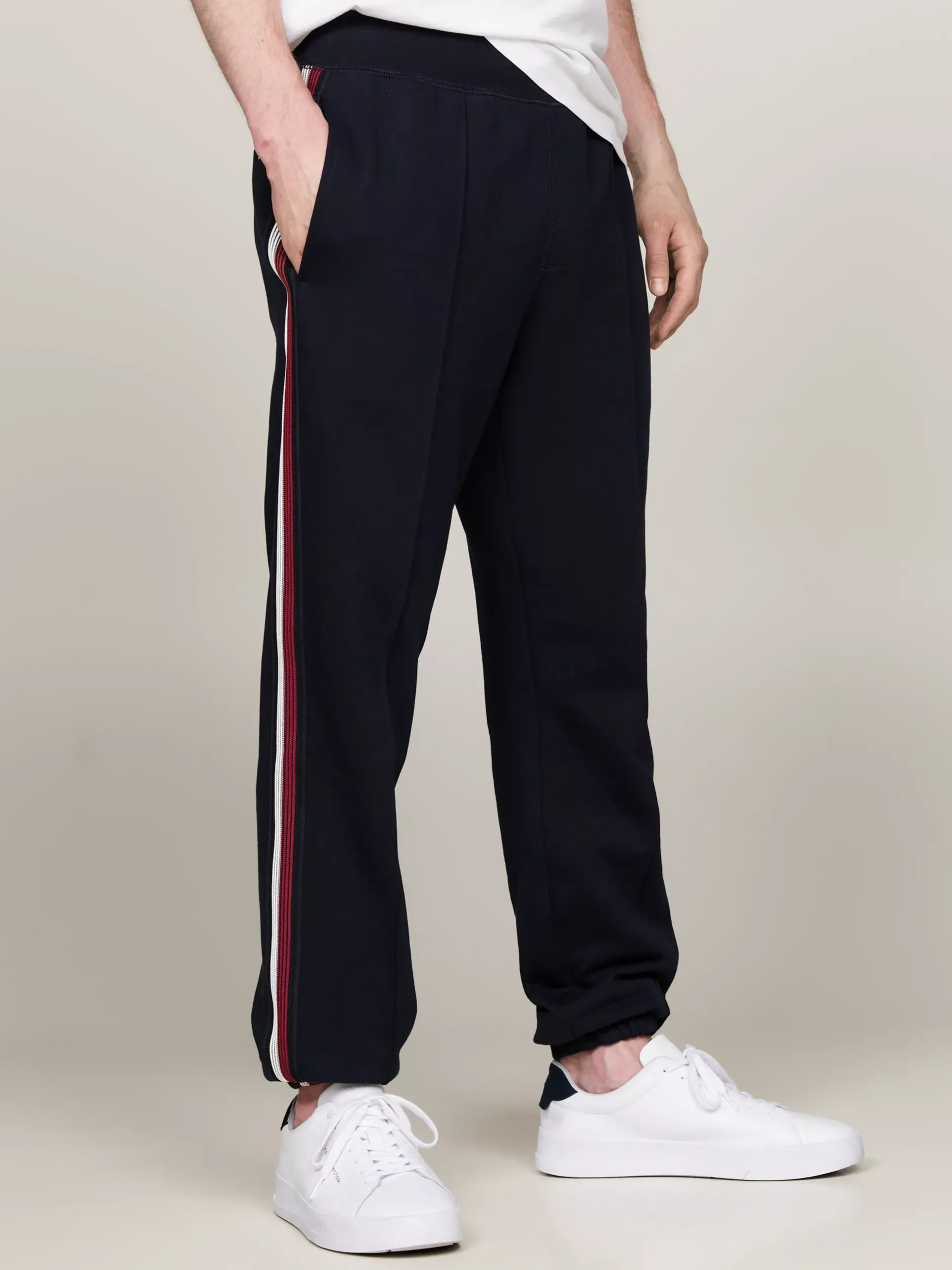 Spodnie*Tommy Hilfiger Joggery Z Sygnowaną Tasiemką DESERT SKY