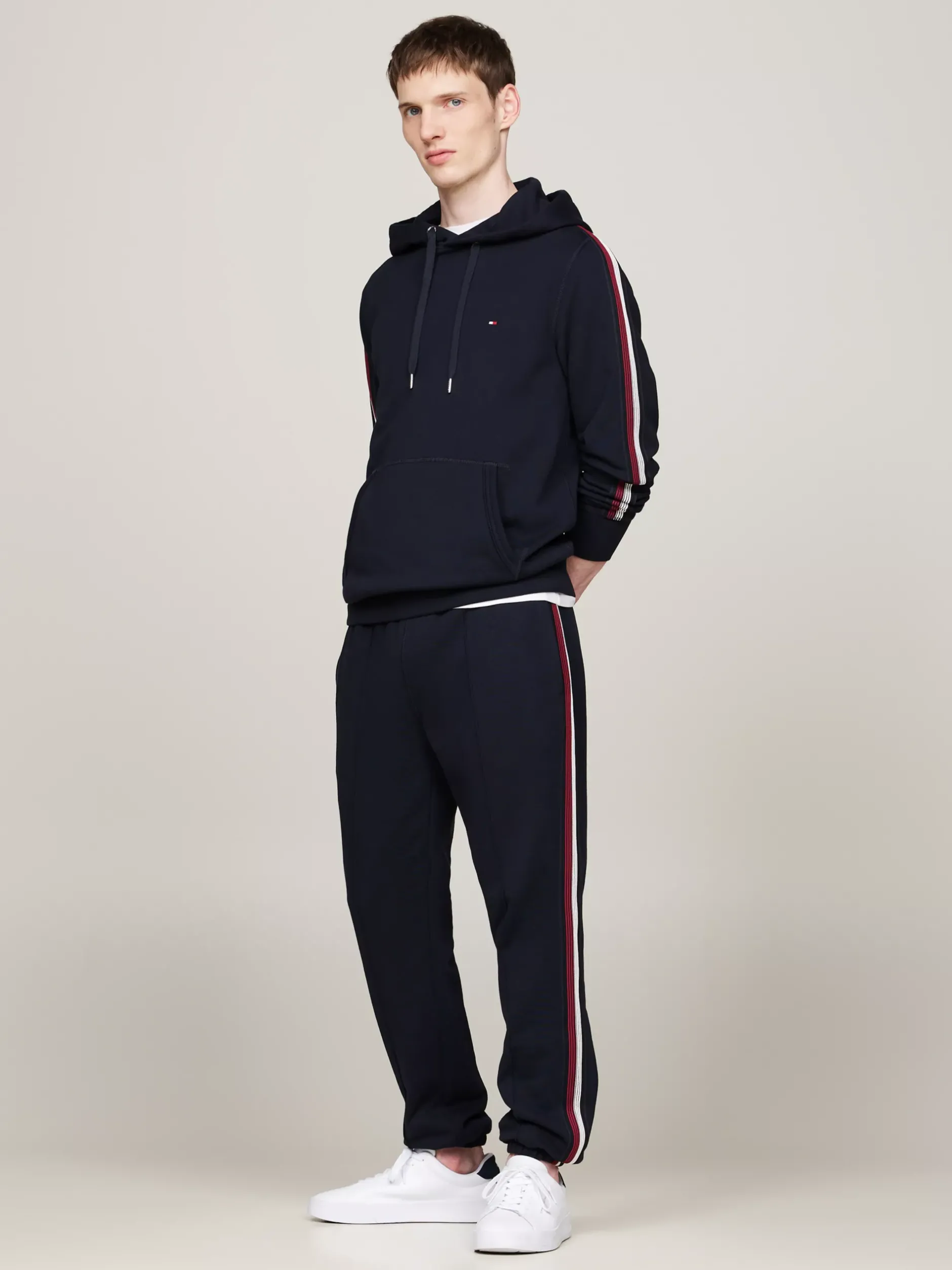 Spodnie*Tommy Hilfiger Joggery Z Sygnowaną Tasiemką DESERT SKY