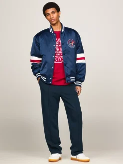 Spodnie*Tommy Hilfiger Joggery Z Wyhaftowanym Logo Varsity Explorer DARK NIGHT NAVY