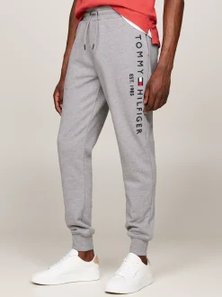 Spodnie*Tommy Hilfiger Joggery Z Wyhaftowanym Logo I Mankietami MEDIUM GREY HEATHER