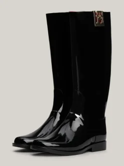 Botki*Tommy Hilfiger Kalosze Do Kolan Z Monogramem TH BLACK