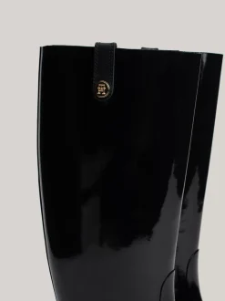 Botki*Tommy Hilfiger Kalosze Z Lakierowanej Gumy BLACK