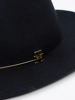 Czapki I Szaliki*Tommy Hilfiger Kapelusz Fedora Z Czystej Wełny SPACE BLUE