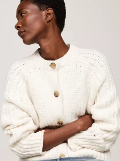 Swetry Z Okrągłym Dekoltem|Kardigany*Tommy Hilfiger Kardigan O Kroju Oversize IVORY PETAL