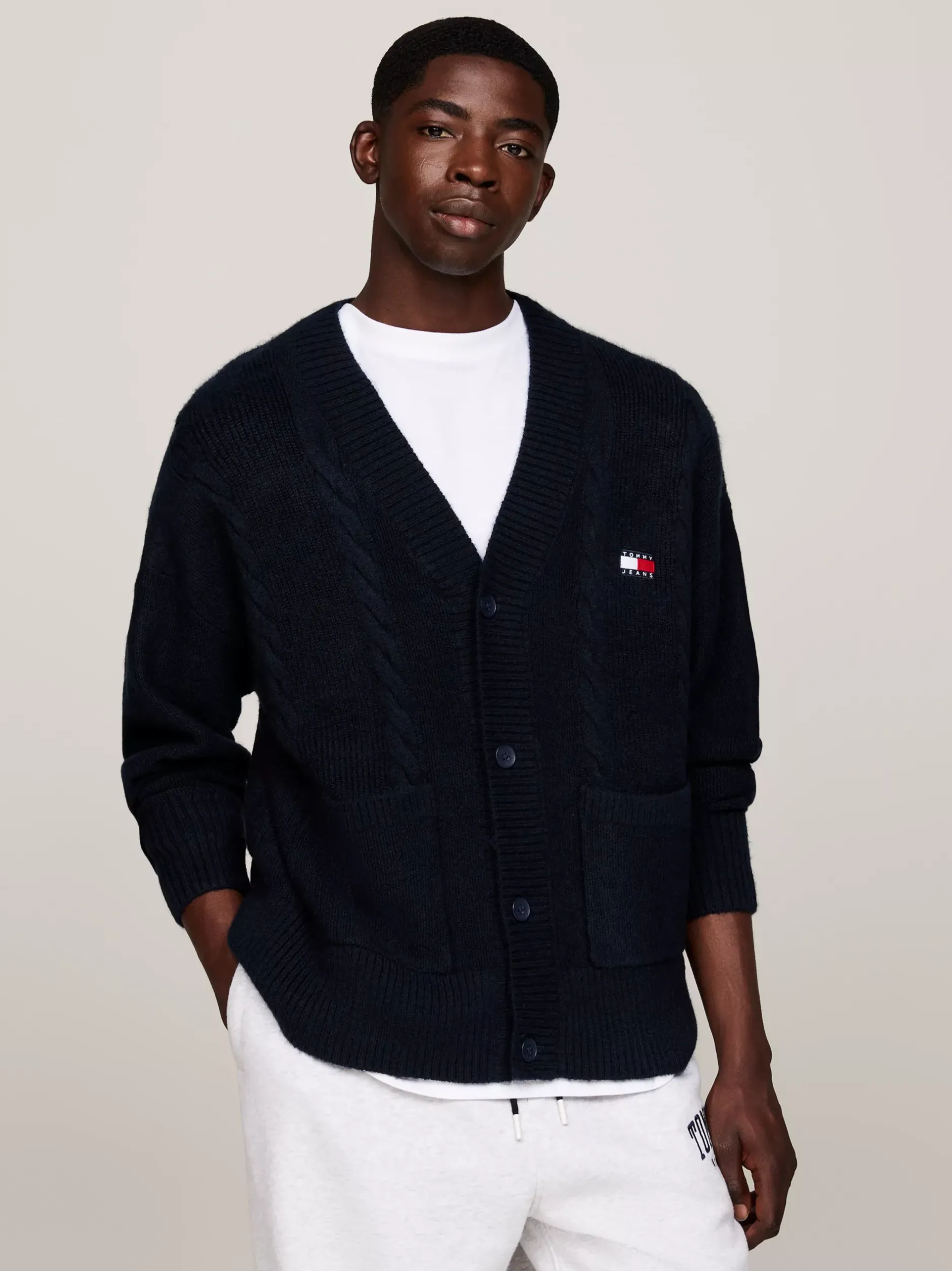 Swetry|Dzianina*Tommy Hilfiger Kardigan O Kroju Pudełkowym Z Naszywką Tommy DARK NIGHT NAVY