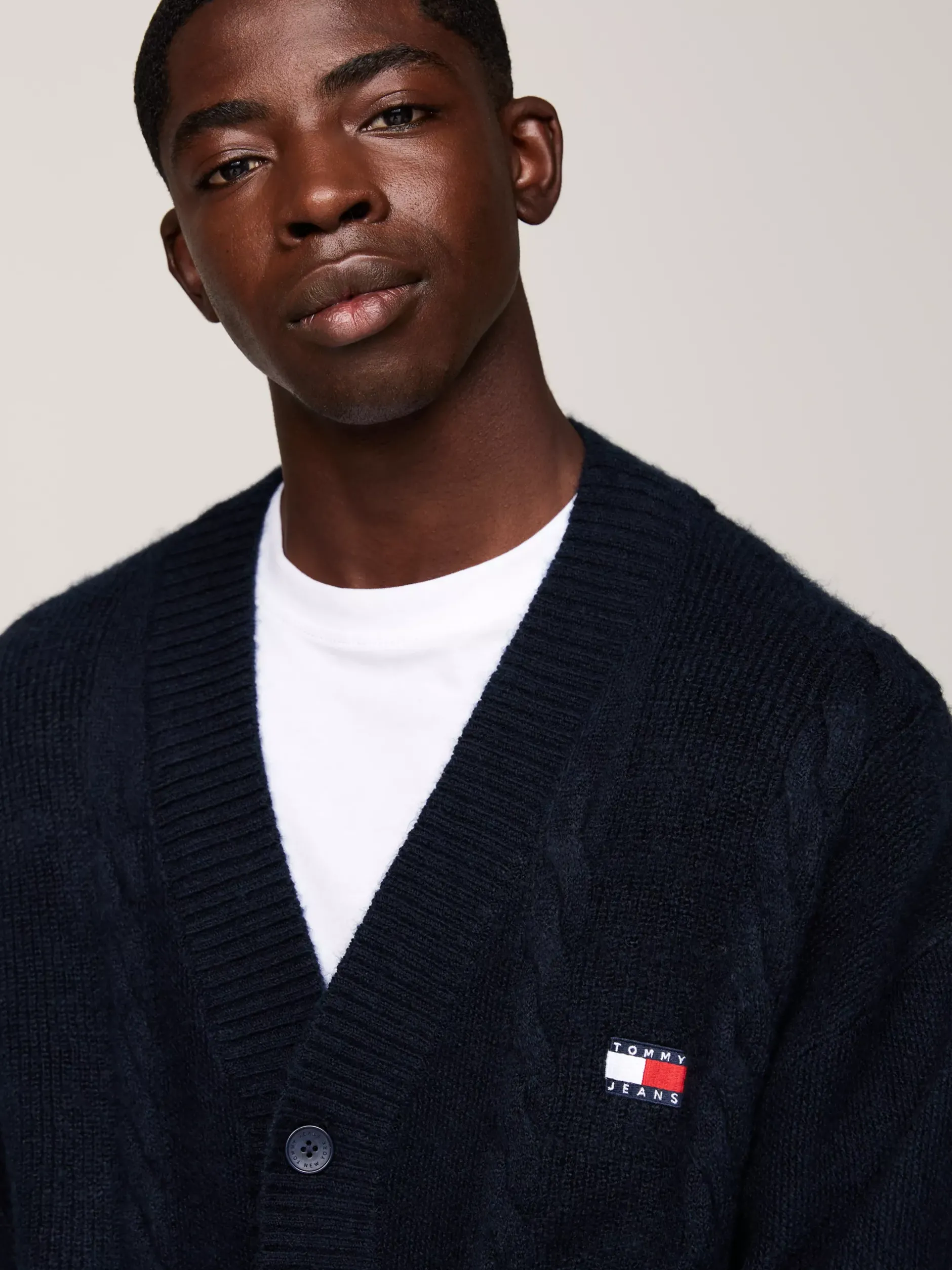Swetry|Dzianina*Tommy Hilfiger Kardigan O Kroju Pudełkowym Z Naszywką Tommy DARK NIGHT NAVY