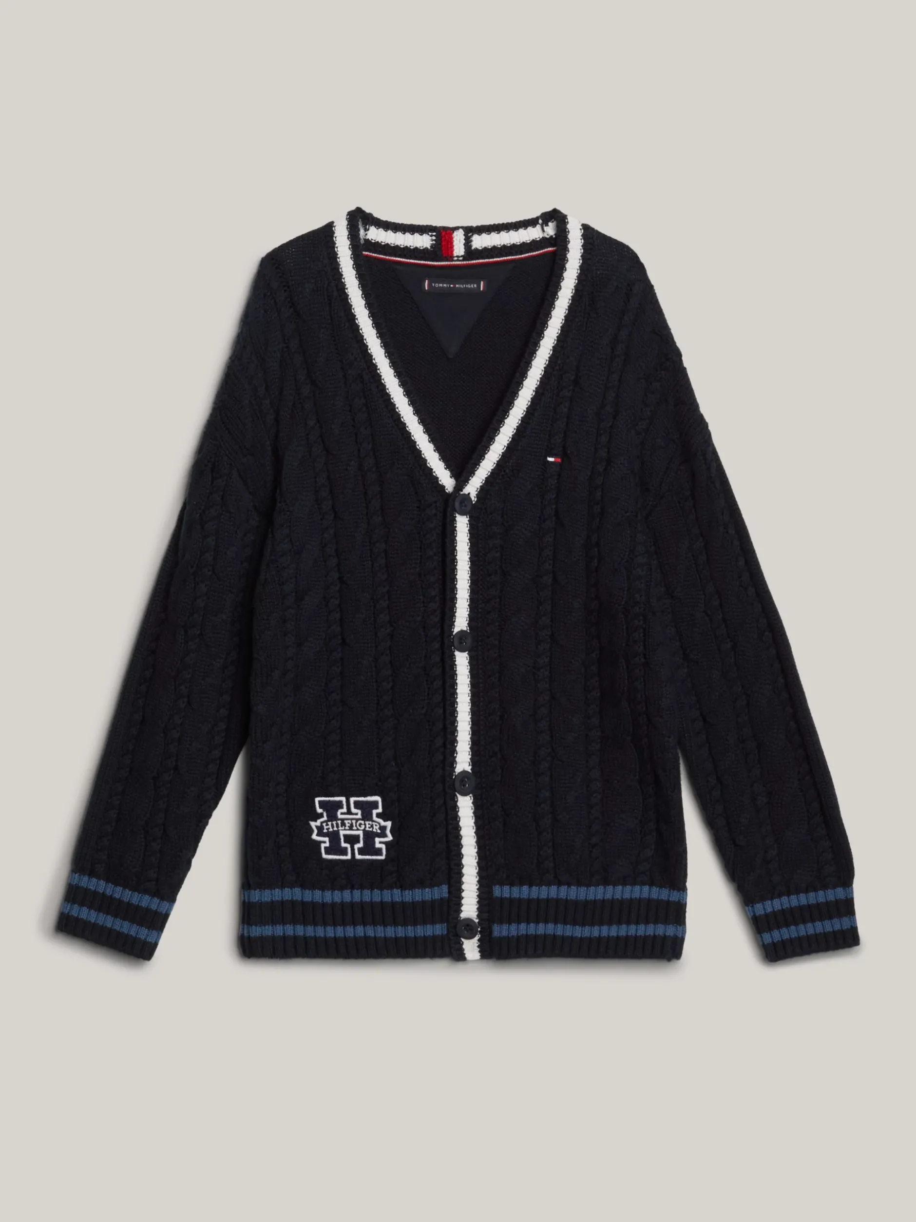 Dzianina*Tommy Hilfiger Kardigan O Splocie Warkoczowym DESERT SKY