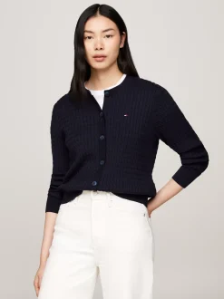 Swetry Z Okrągłym Dekoltem|Kardigany*Tommy Hilfiger Kardigan O Splocie Warkoczowym DESERT SKY