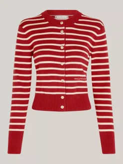 Swetry Z Okrągłym Dekoltem|Kardigany*Tommy Hilfiger Kardigan O Wąskim Kroju W Paski BRETON STP DARK MAGMA/ C IVORY