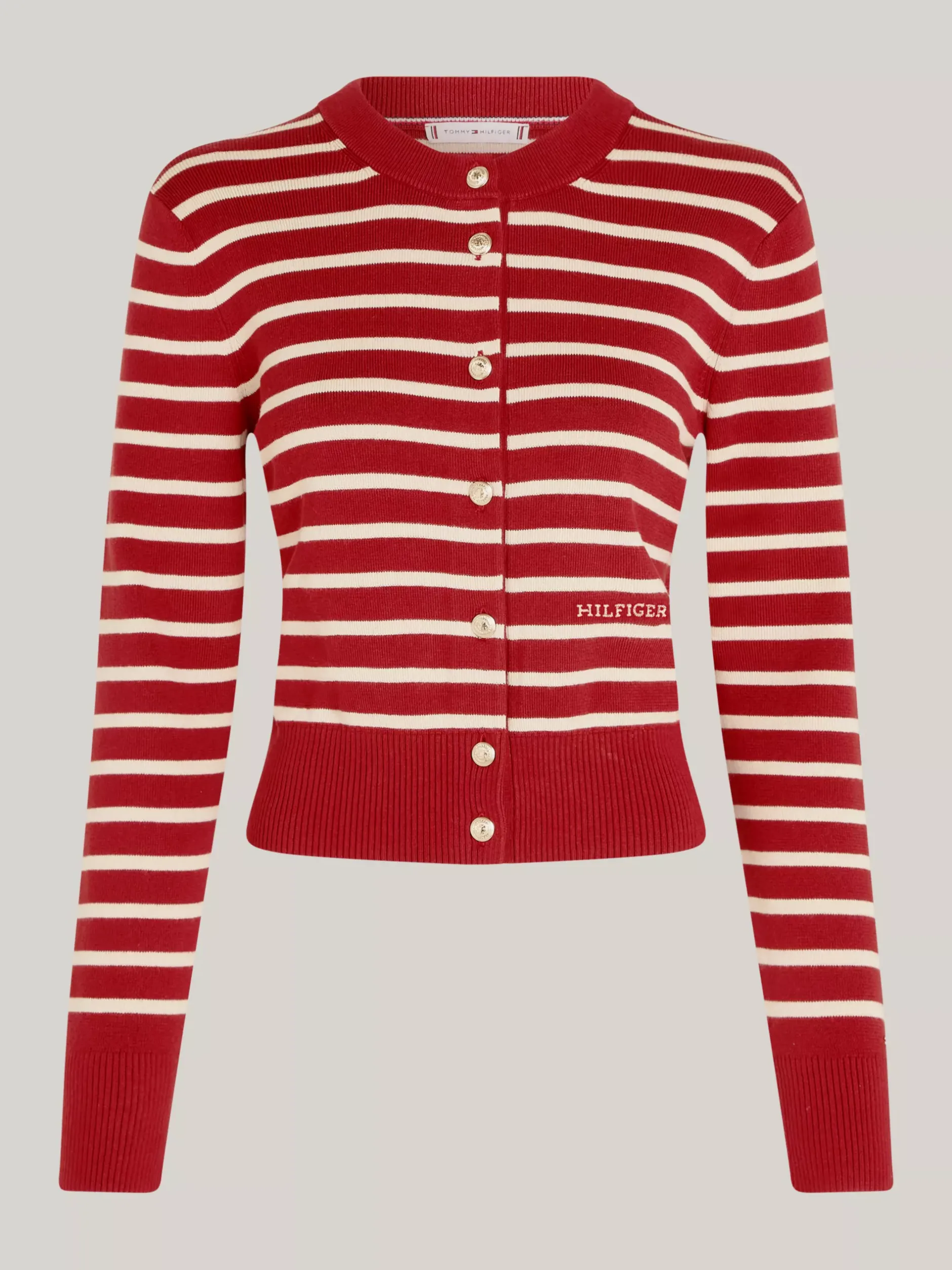 Swetry Z Okrągłym Dekoltem|Kardigany*Tommy Hilfiger Kardigan O Wąskim Kroju W Paski BRETON STP DARK MAGMA/ C IVORY