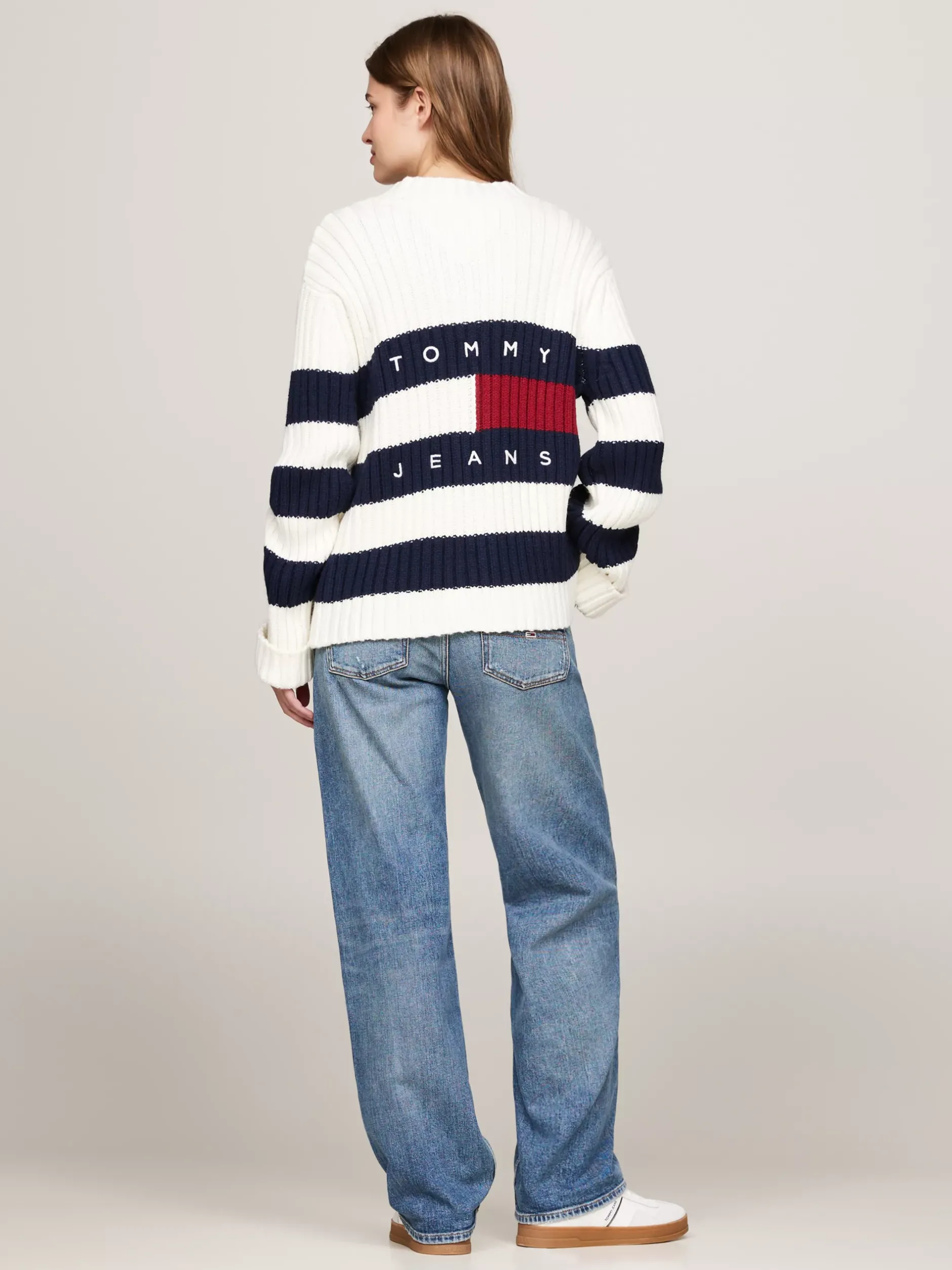 Kardigany|Dzianina*Tommy Hilfiger Kardigan Oversize Z Domieszką Wełny Z Logo ANCIENT WHITE