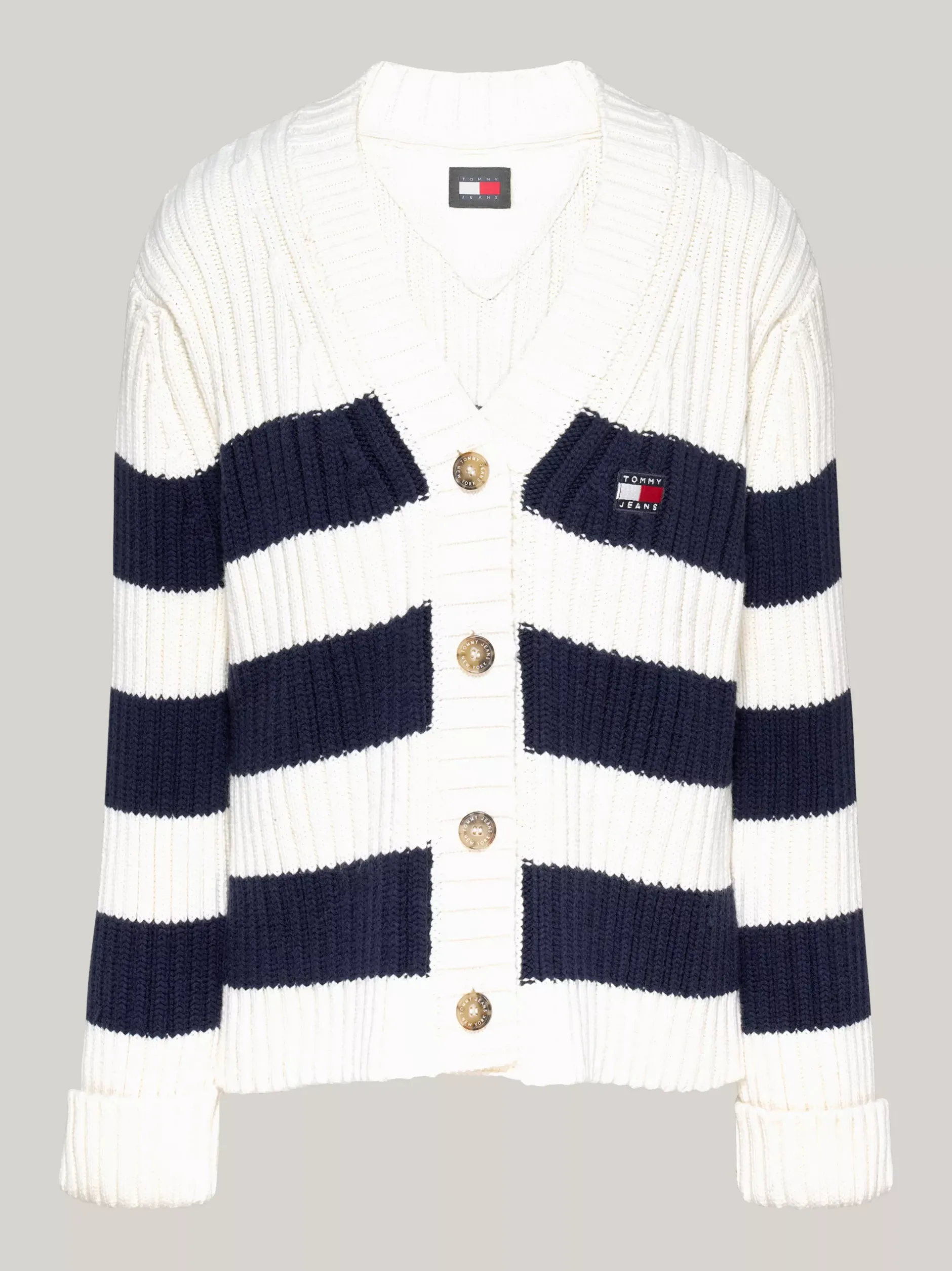 Kardigany|Dzianina*Tommy Hilfiger Kardigan Oversize Z Domieszką Wełny Z Logo ANCIENT WHITE