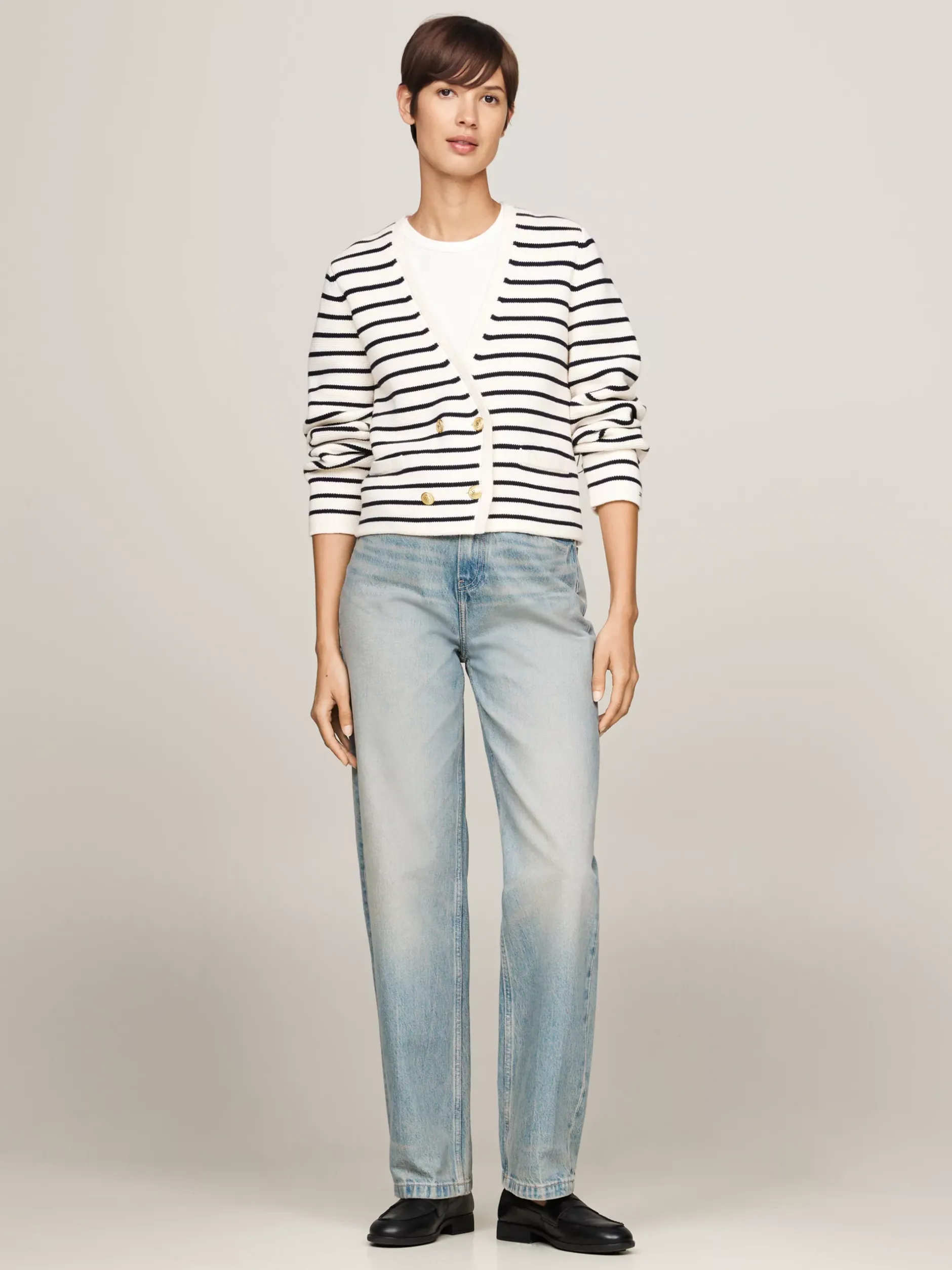Swetry Z Okrągłym Dekoltem|Kardigany*Tommy Hilfiger Kardigan W Paski Bretońskie BRETON STP/ IVORY PETAL/ DESERT SKY