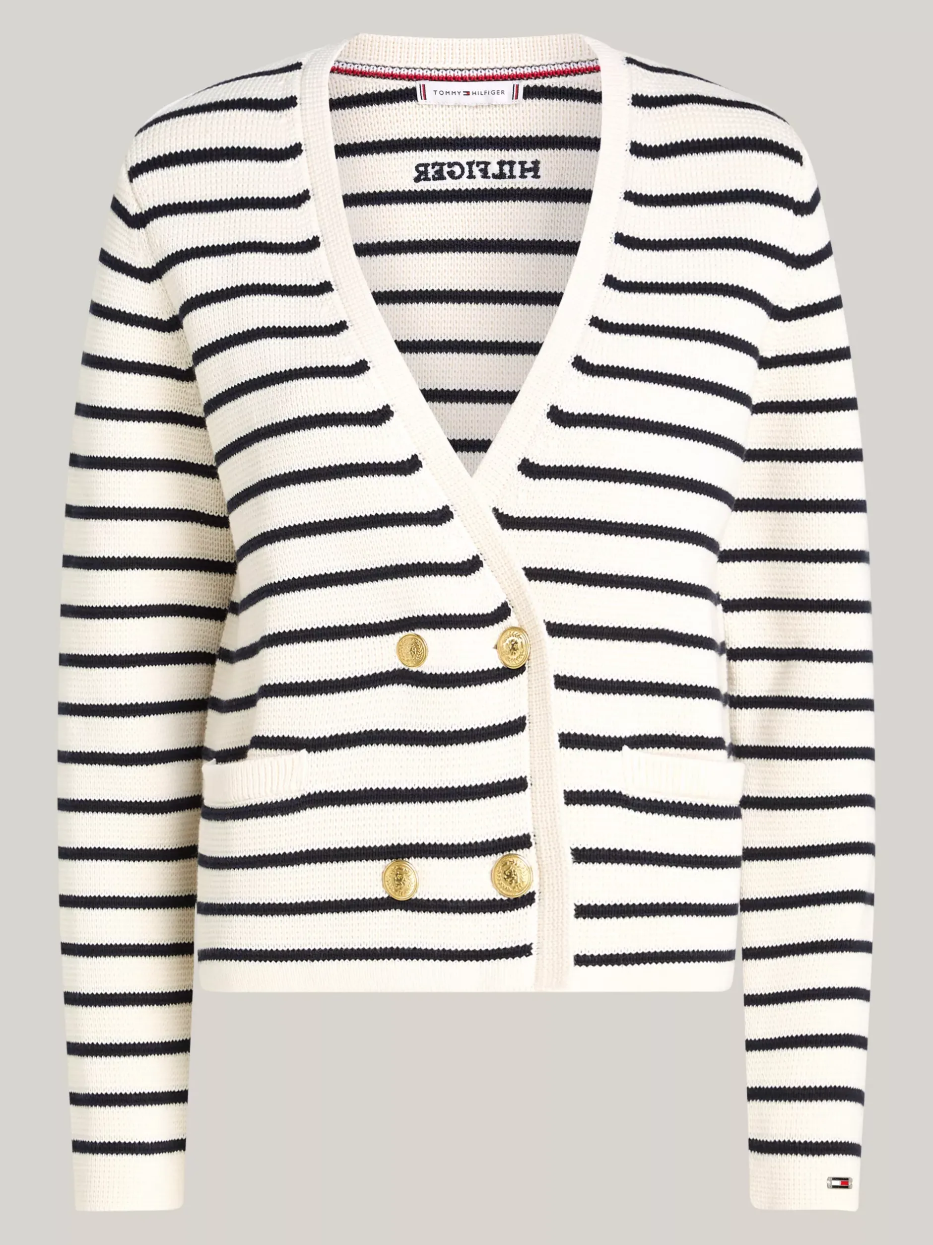 Swetry Z Okrągłym Dekoltem|Kardigany*Tommy Hilfiger Kardigan W Paski Bretońskie BRETON STP/ IVORY PETAL/ DESERT SKY