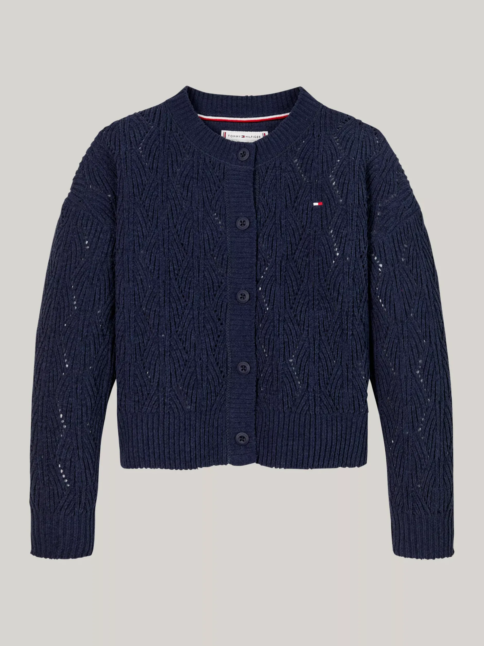 Dzianina*Tommy Hilfiger Kardigan Z Ażurowej Dzianiny DESERT SKY