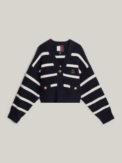 Swetry|Dzianina*Tommy Hilfiger Kardigan Z Czystej Wełny W Bretońskie Paski DESERT SKY