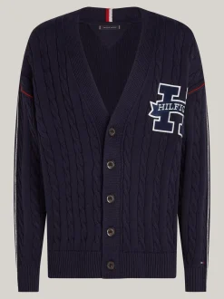 Kardigany|Dzianina*Tommy Hilfiger Kardigan Z Dekoltem W Szpic I Logo DESERT SKY