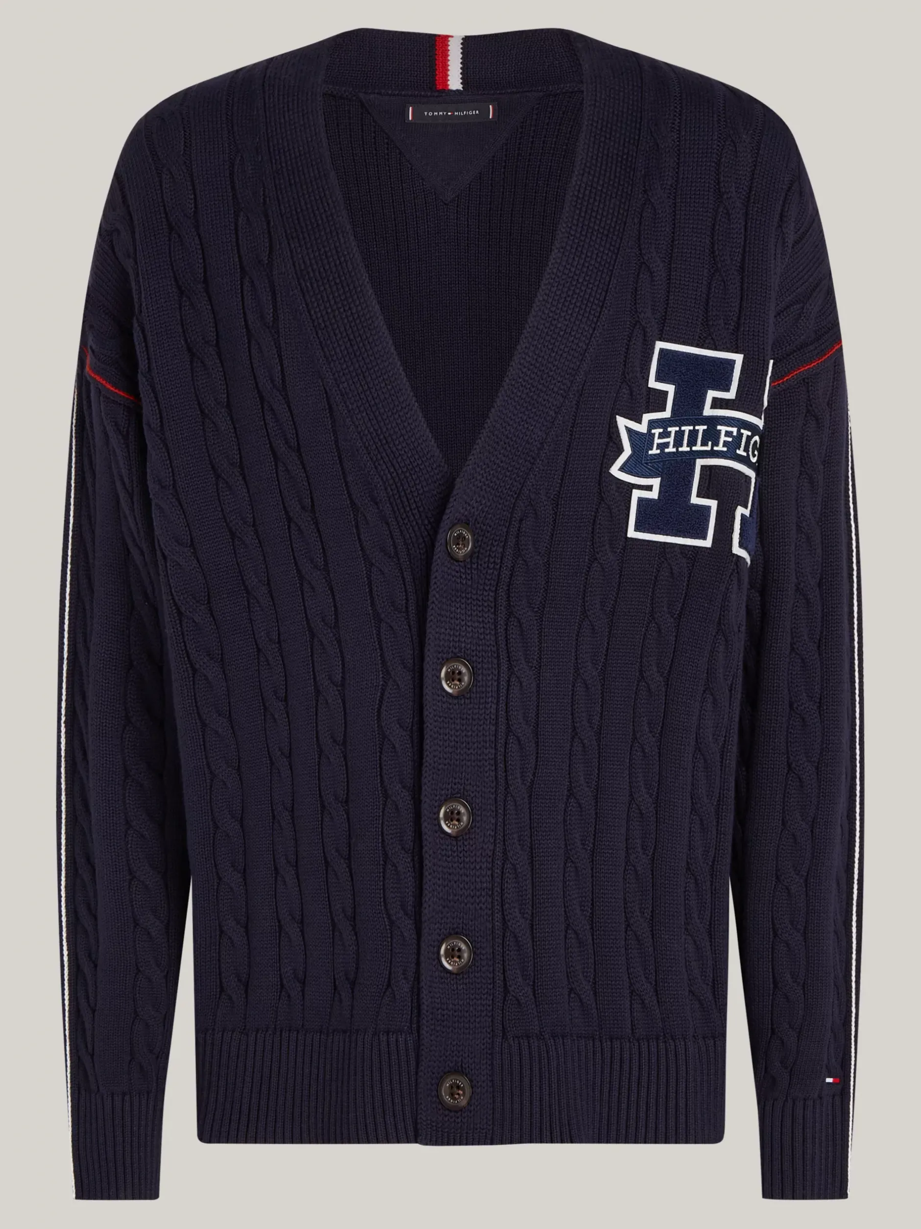 Kardigany|Dzianina*Tommy Hilfiger Kardigan Z Dekoltem W Szpic I Logo DESERT SKY