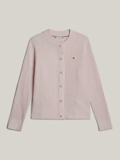 Swetry Z Okrągłym Dekoltem|Swetry*Tommy Hilfiger Kardigan Z Okrągłym Dekoltem Adaptive DELICATE PINK HEATHER