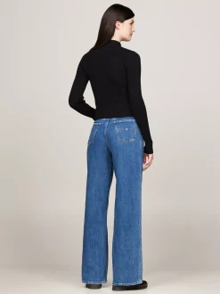 Kardigany|Dzianina*Tommy Hilfiger Kardigan Z Prążkowanej Dzianiny Z Naszywką BLACK