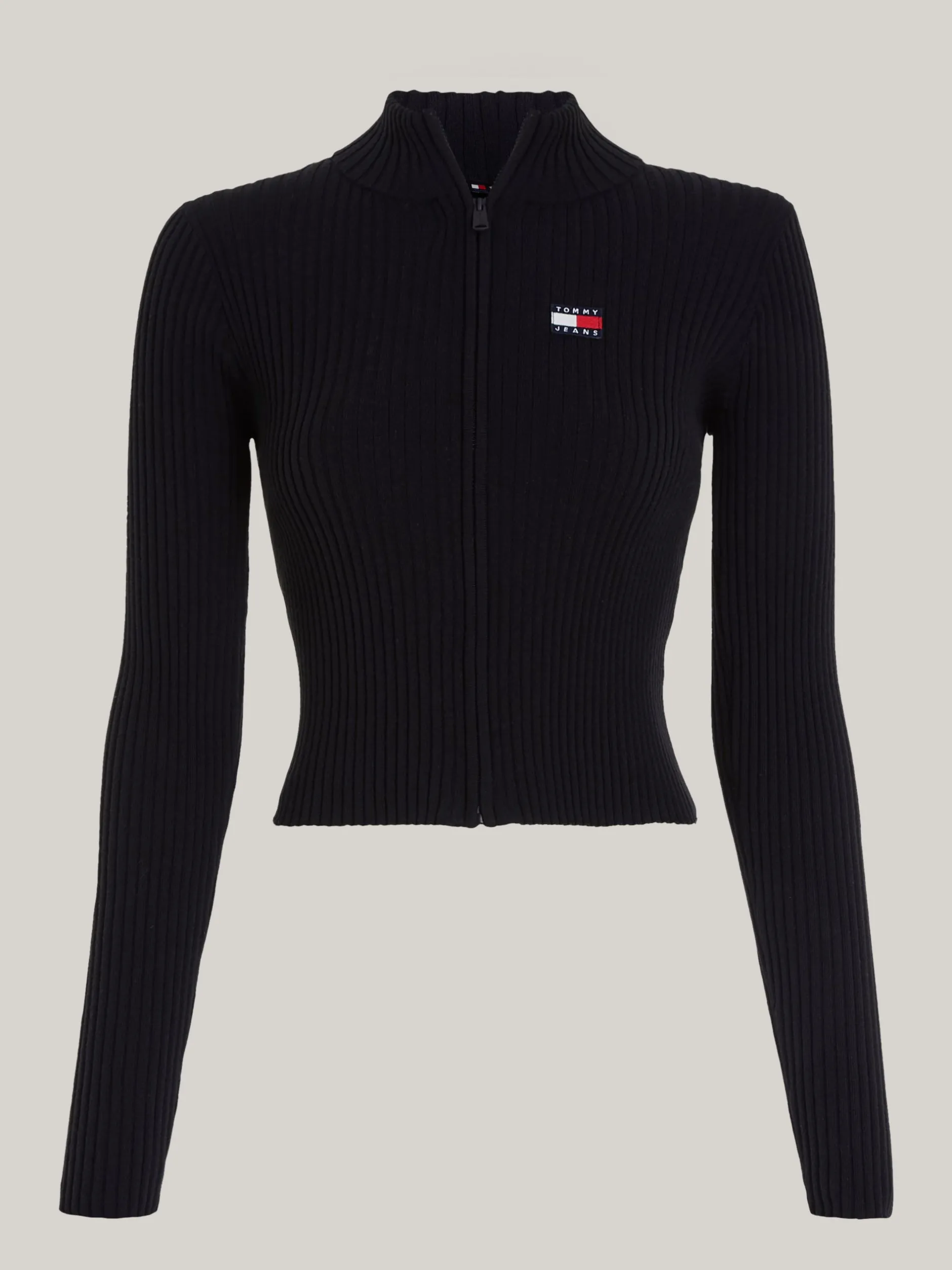 Kardigany|Dzianina*Tommy Hilfiger Kardigan Z Prążkowanej Dzianiny Z Naszywką BLACK