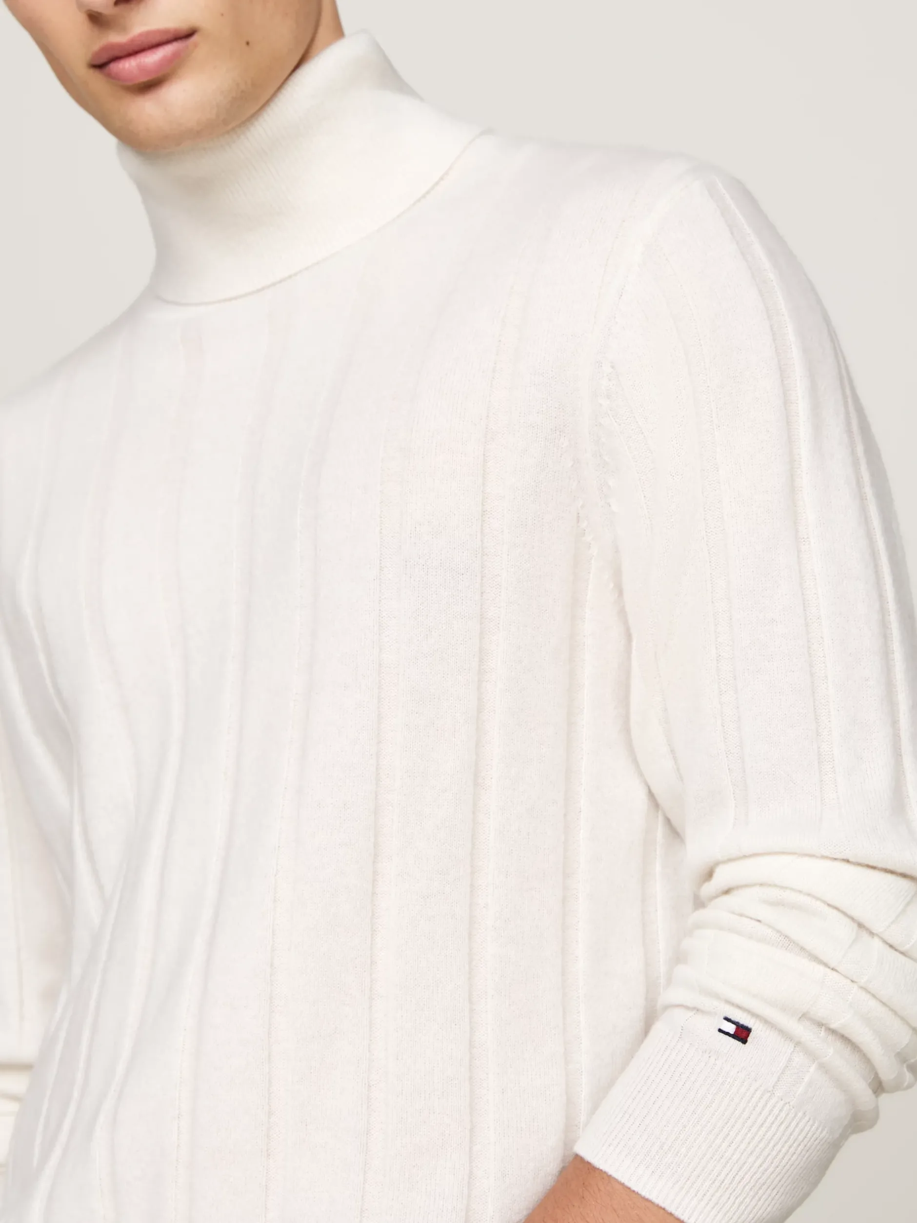 Swetry Z Golfem|Swetry*Tommy Hilfiger Kaszmirowy Sweter Smart Casual Z Golfem IVORY