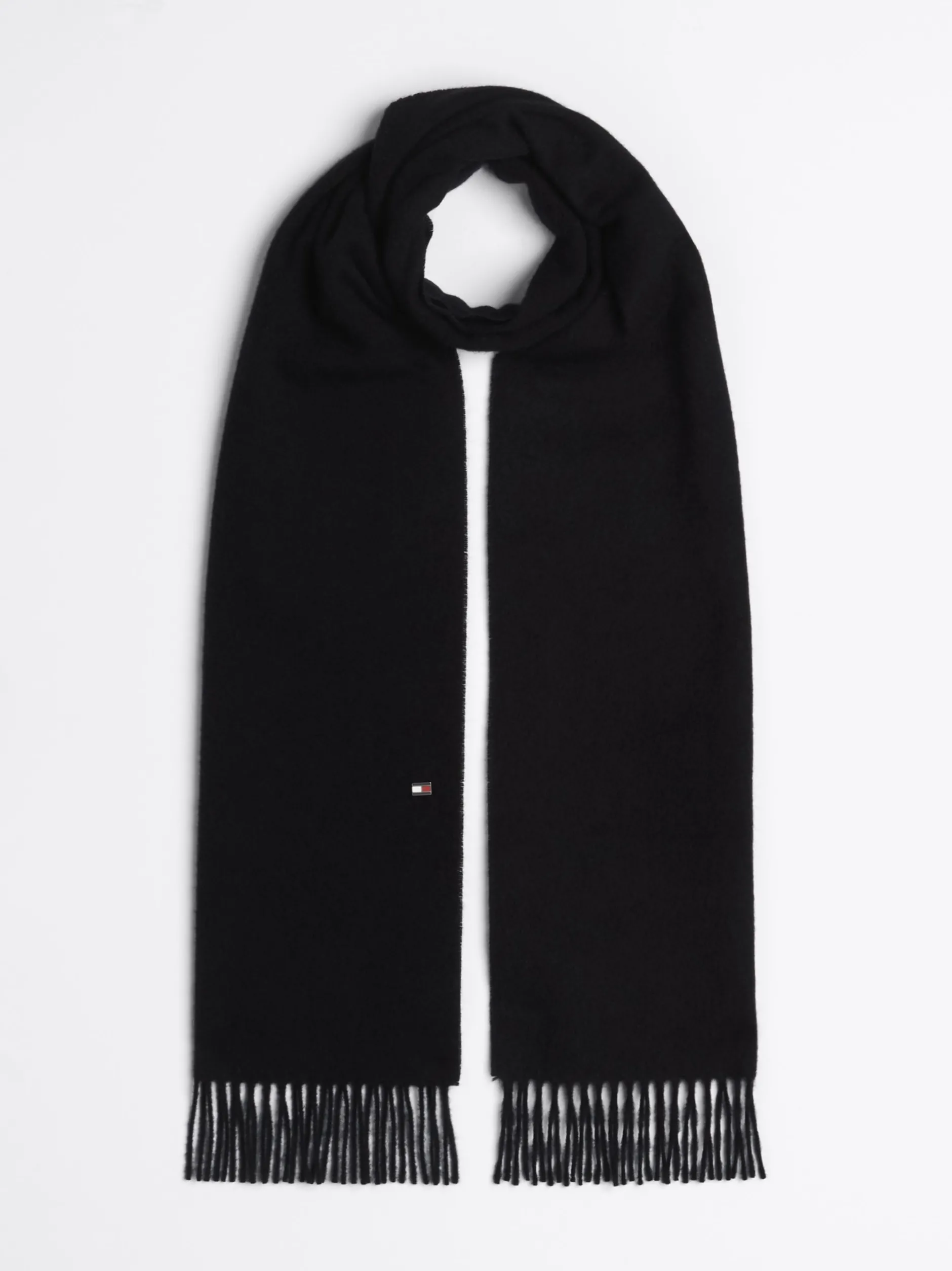 Czapki I Szaliki*Tommy Hilfiger Kaszmirowy Szalik Z Emaliowaną Flagą BLACK
