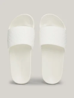 Sandały*Tommy Hilfiger Klapki Kąpielowe Z Monogramem TH ANCIENT WHITE