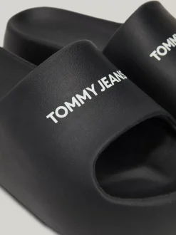 Sandały*Tommy Hilfiger Klapki Na Grubej Platformie Z Logo BLACK
