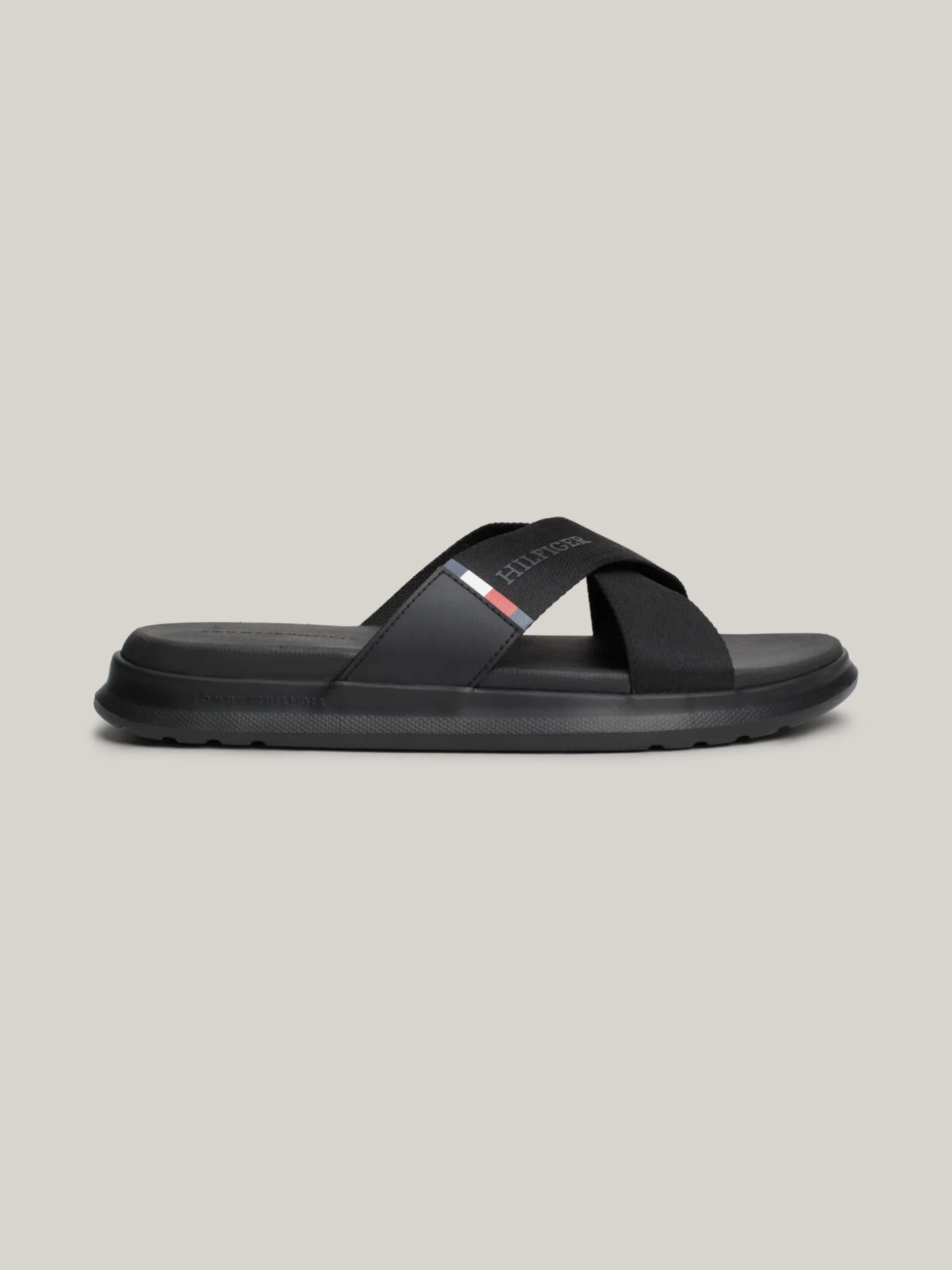 Sandały I Japonki*Tommy Hilfiger Klapki Plażowe Z Paskami Na Krzyż BLACK