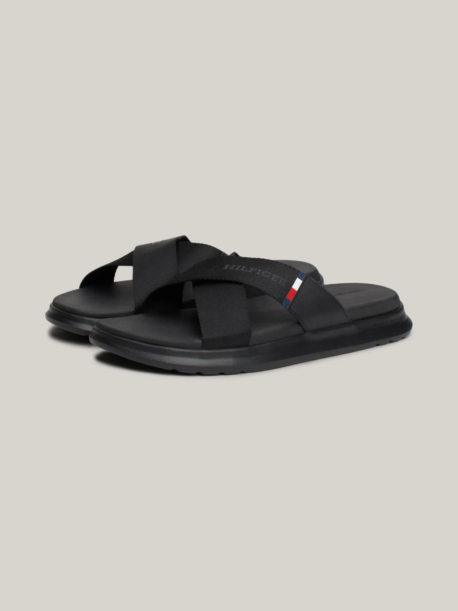 Sandały I Japonki*Tommy Hilfiger Klapki Plażowe Z Paskami Na Krzyż BLACK